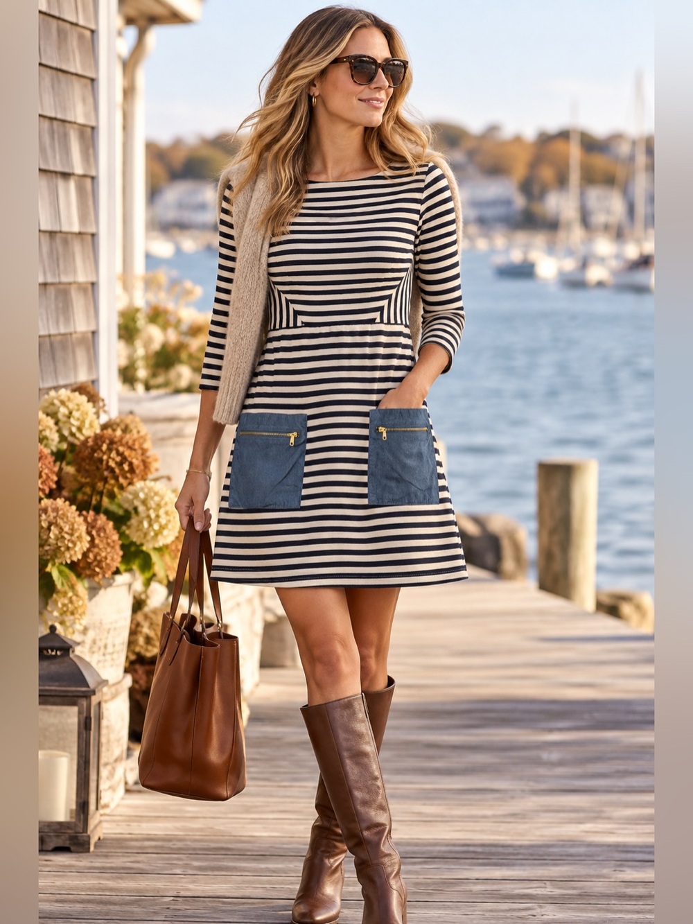 Anthropologie Tabitha Marin Striped Dress Coastal Preppy Size 4 EUC